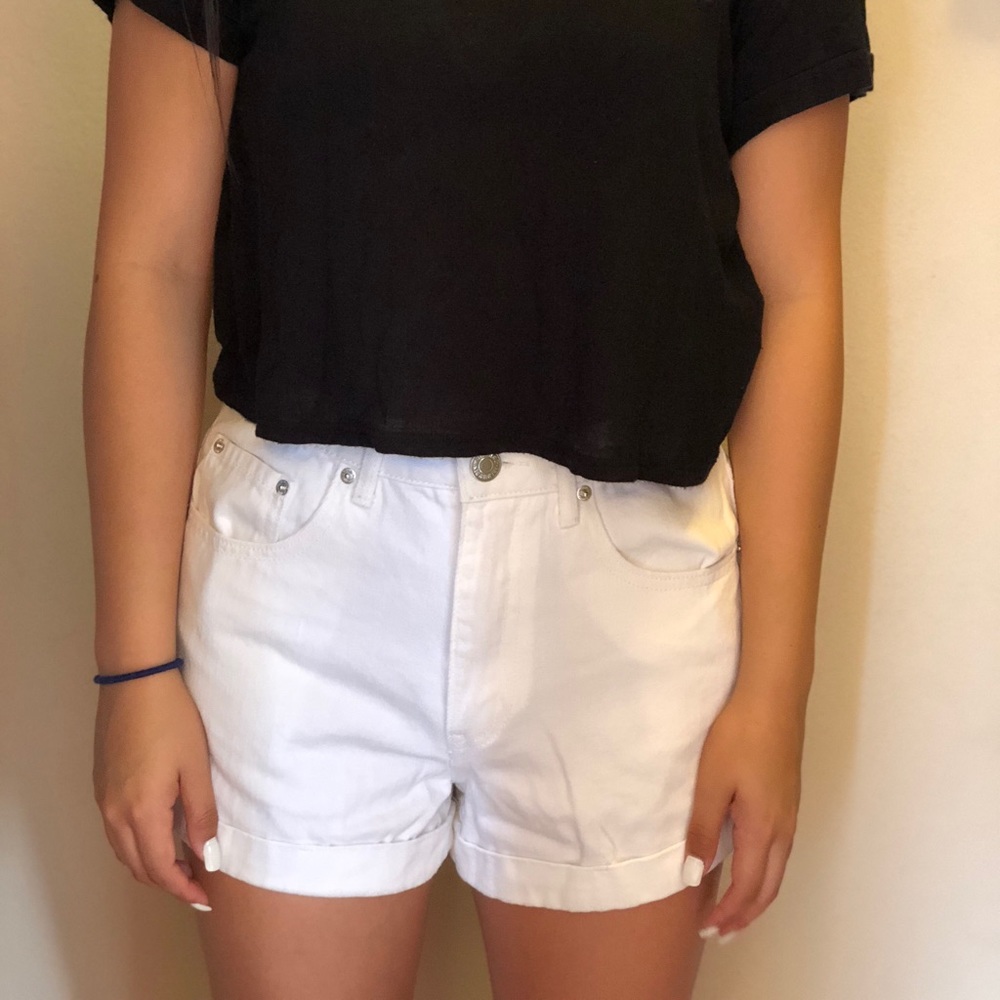 White denim shorts